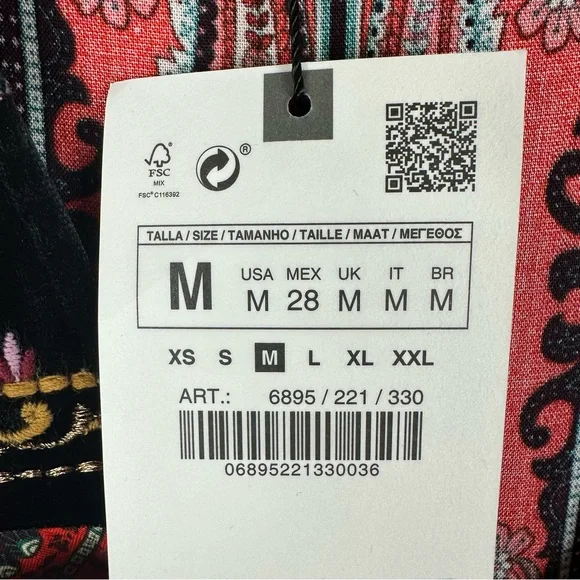 NWT Zara Red Paisley Print Dress sz M - Picture 4 of 6